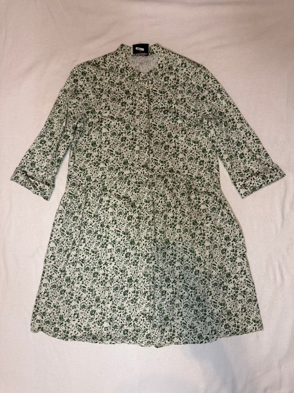 Tuckernuck Royal Shirt Dress in Ditsy Meadow Green Floral Cottagecore